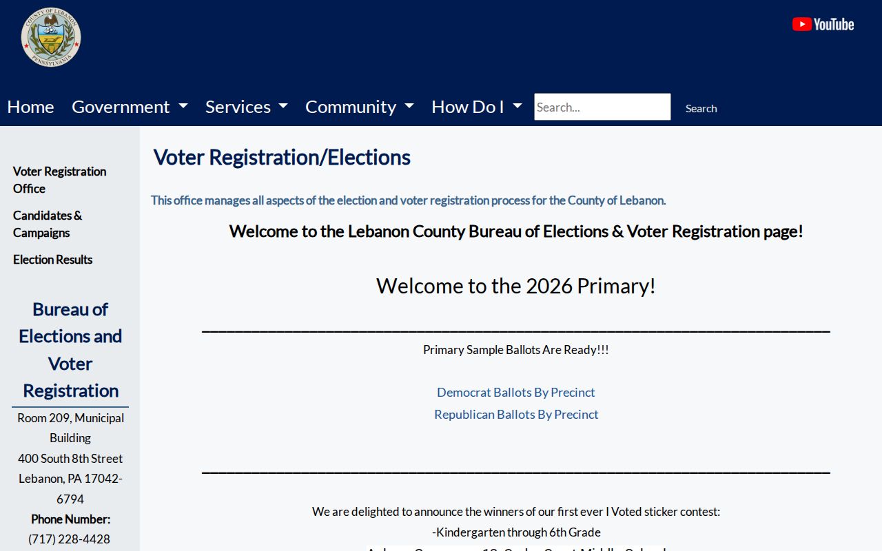 Lebanon residents directory County Elections and Voter Registration office page