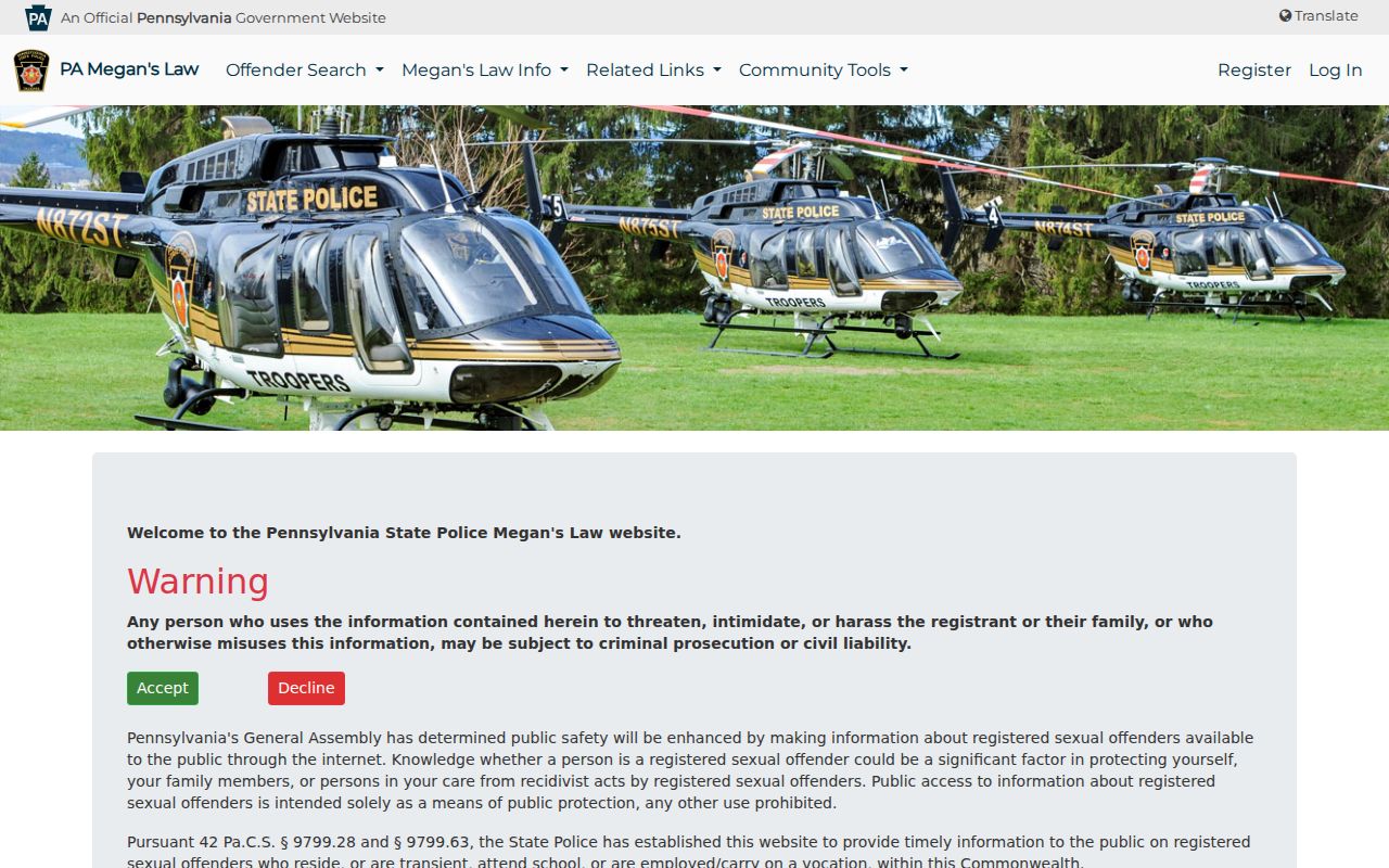 Lebanon residents directory Pennsylvania Megan's Law registry page