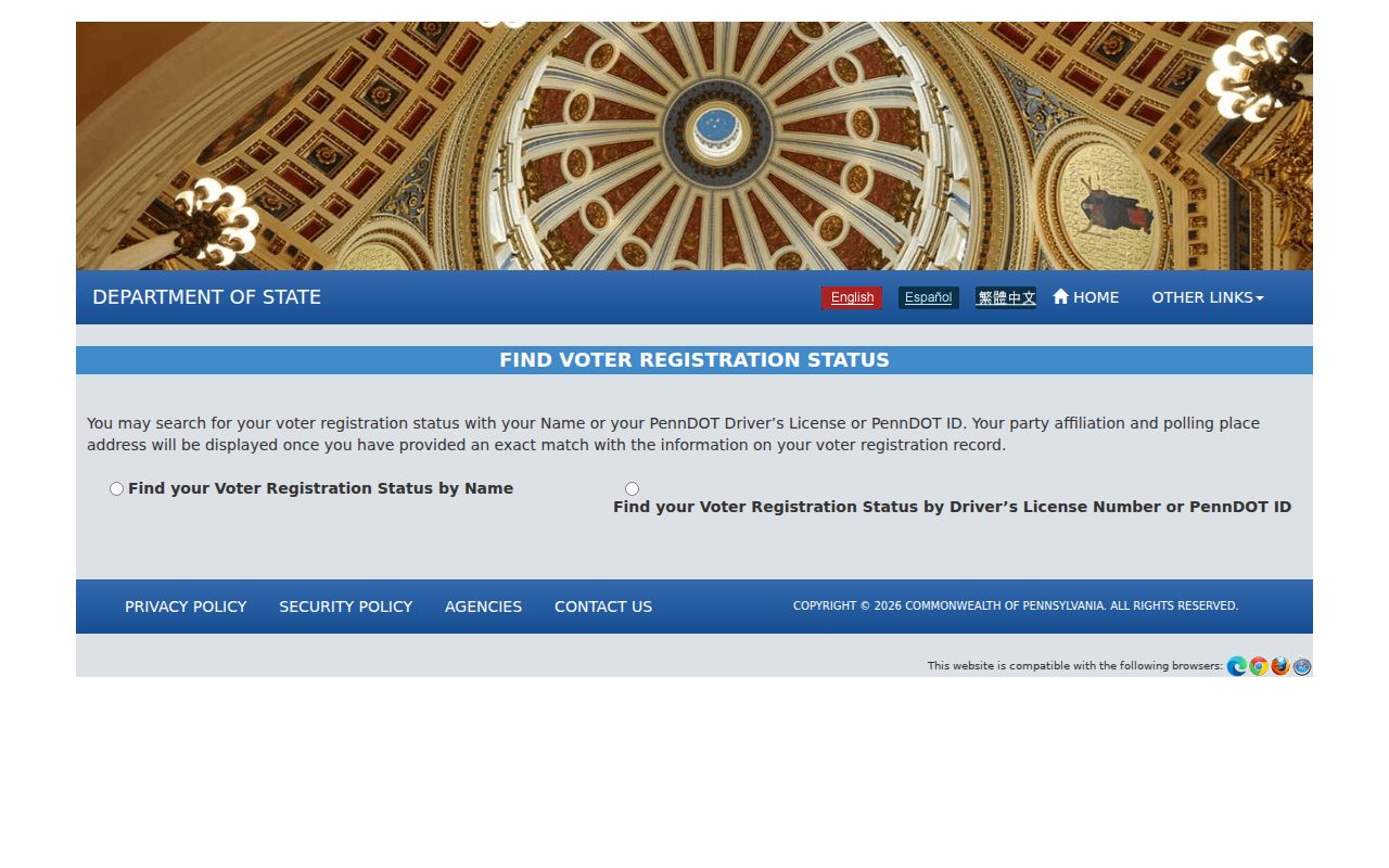 Lebanon residents directory Pennsylvania voter registration status screen