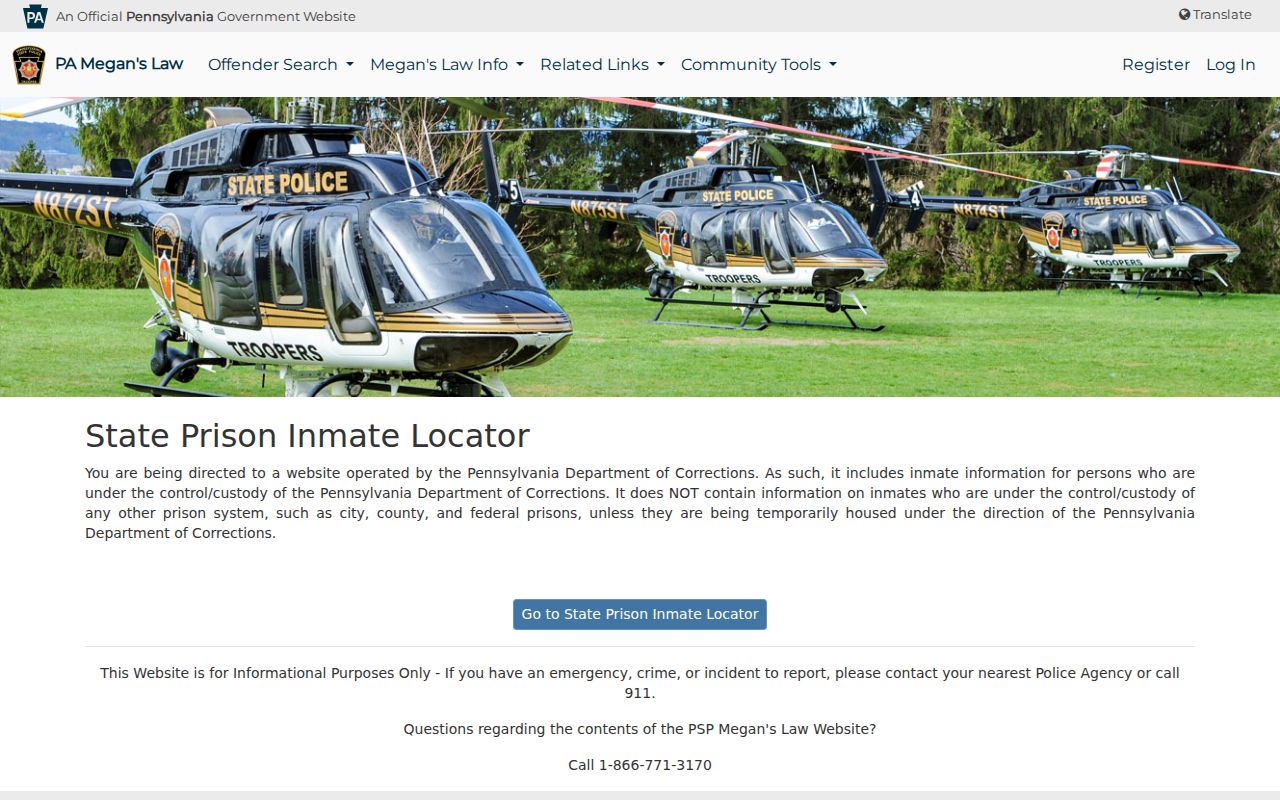 Lebanon residents directory Pennsylvania State Police registry warning
