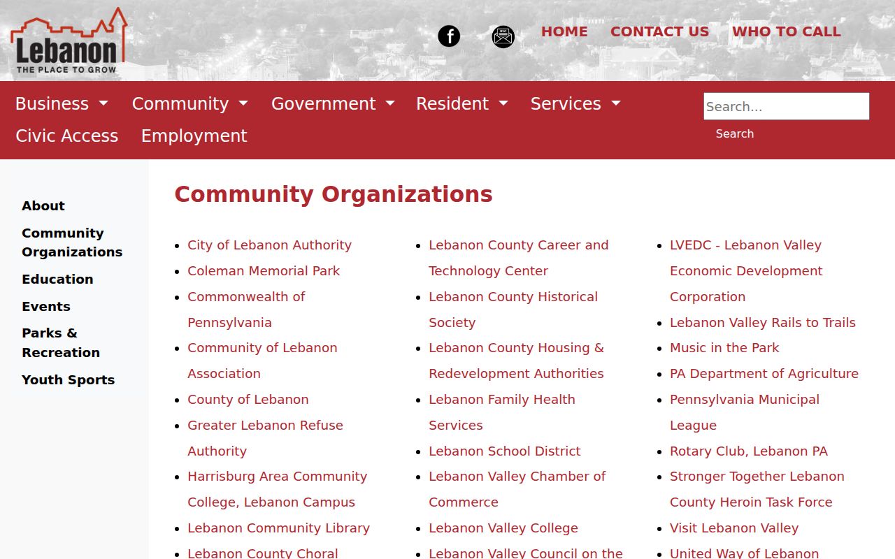 Lebanon neighbors City community organizations page
