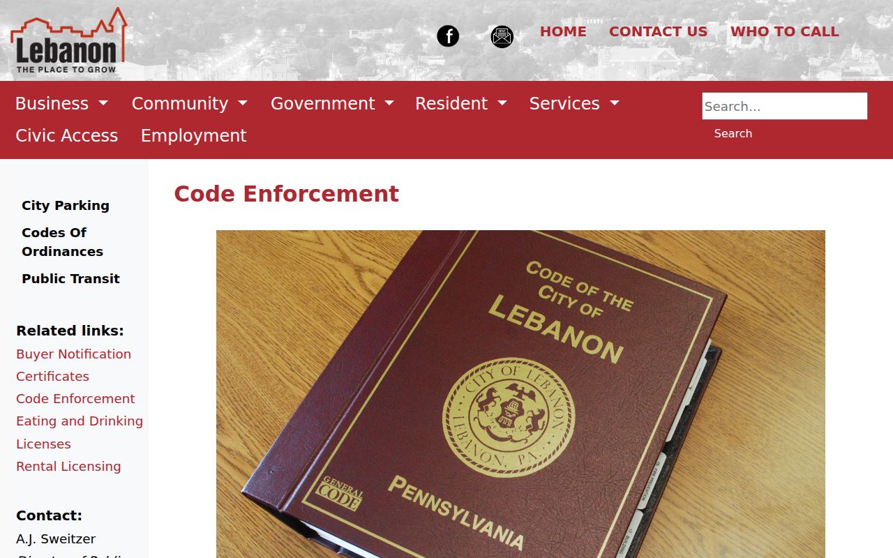 Lebanon street directory City Code Enforcement source for address-linked records